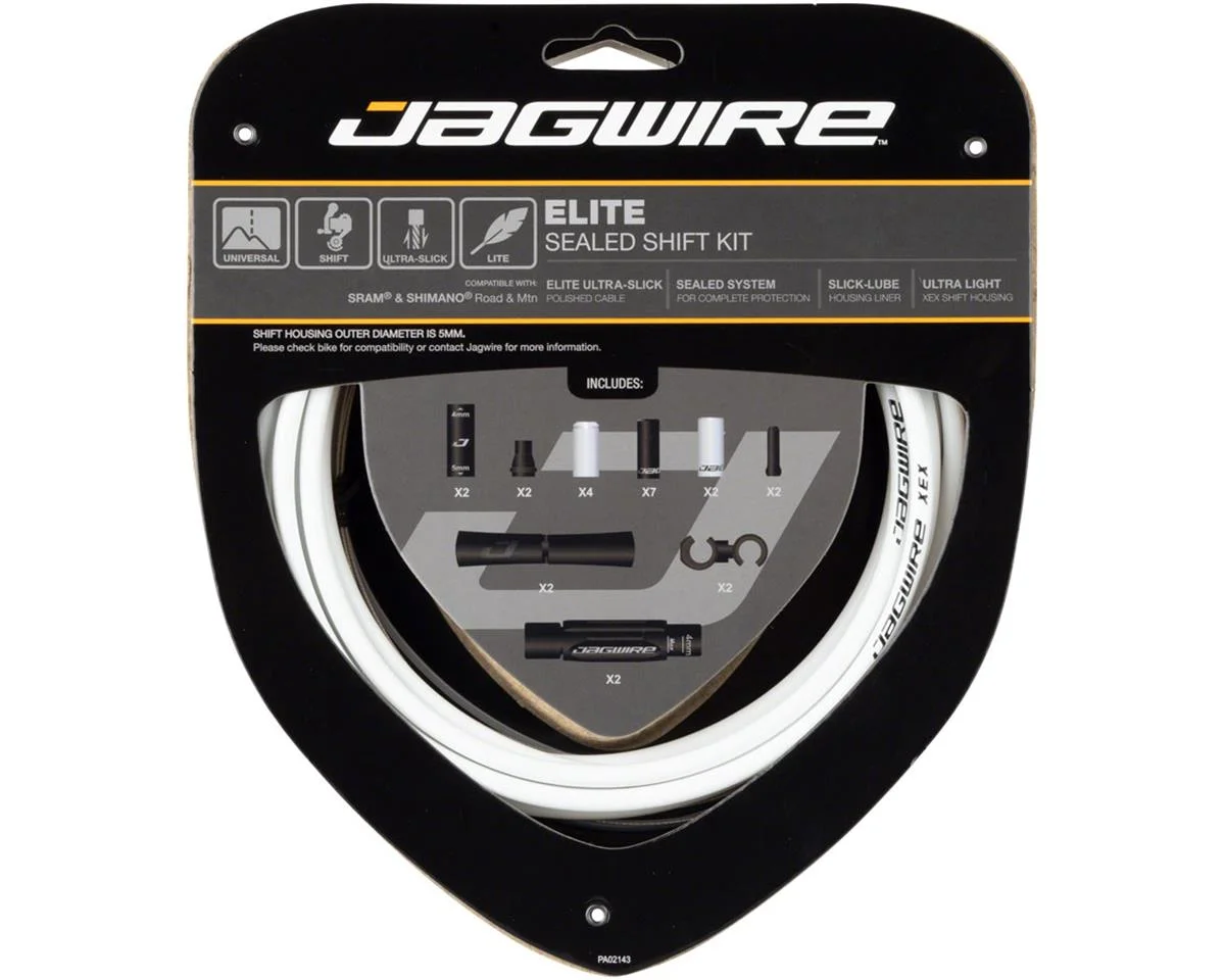 Jagwire 2x Elite Sealed Shift Cable Kit (White) (1.1mm) (2300mm) (Cables, Liners, & Housing)
